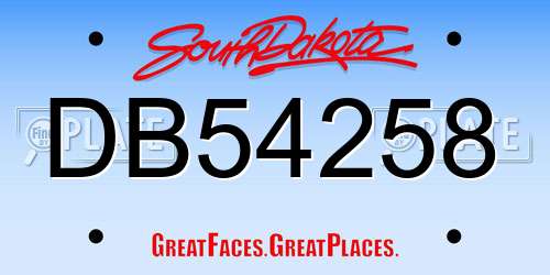 DB54258 South Dakota License Plate