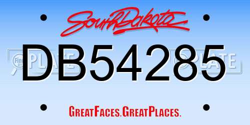 DB54285 South Dakota License Plate