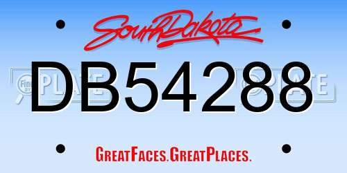 DB54288 South Dakota License Plate