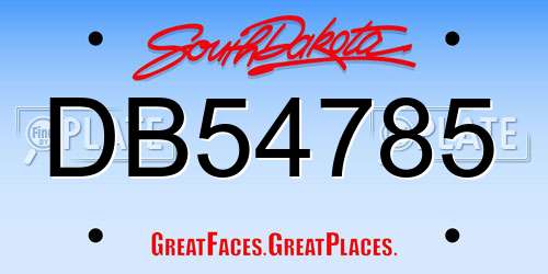 DB54785 South Dakota License Plate