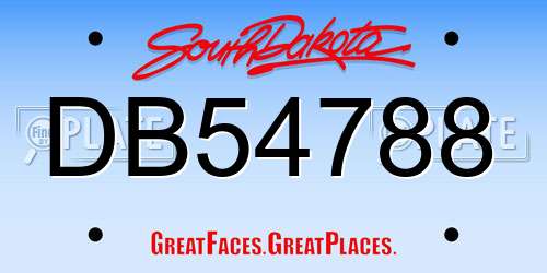 DB54788 South Dakota License Plate