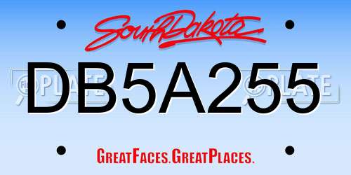 DB5A255 South Dakota License Plate