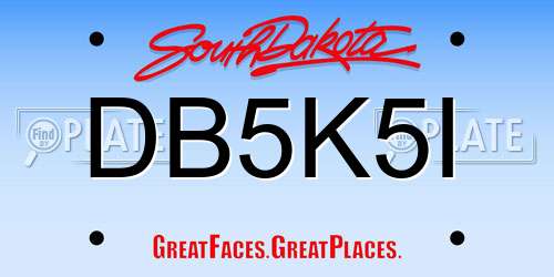 DB5K5I South Dakota License Plate