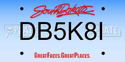 DB5K8I South Dakota License Plate