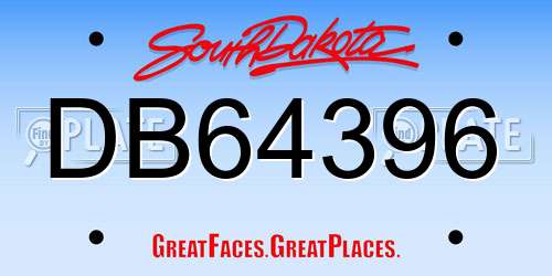 DB64396 South Dakota License Plate