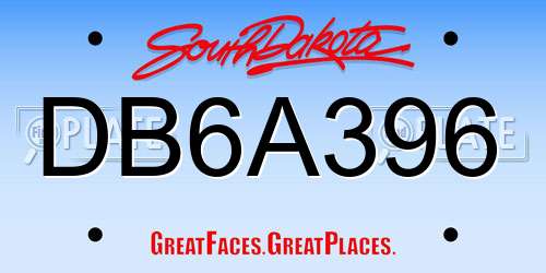 DB6A396 South Dakota License Plate