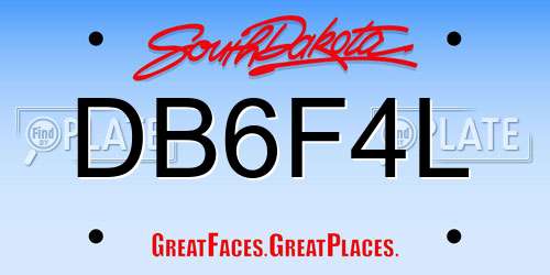 DB6F4L South Dakota License Plate