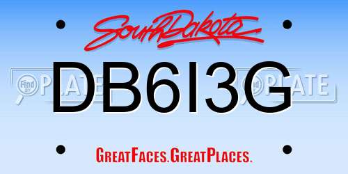 DB6I3G South Dakota License Plate