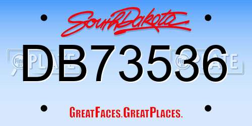DB73536 South Dakota License Plate