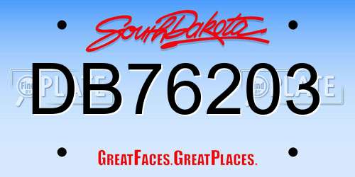 DB76203 South Dakota License Plate