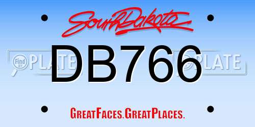 DB766 South Dakota License Plate
