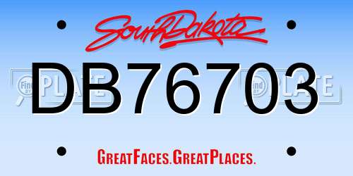 DB76703 South Dakota License Plate