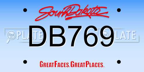 DB769 South Dakota License Plate