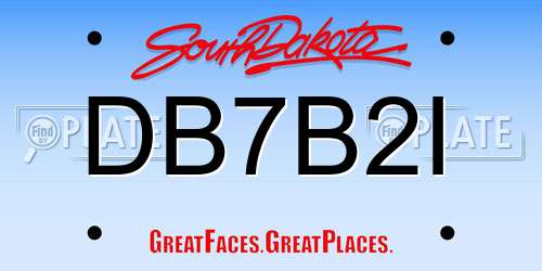 DB7B2I South Dakota License Plate