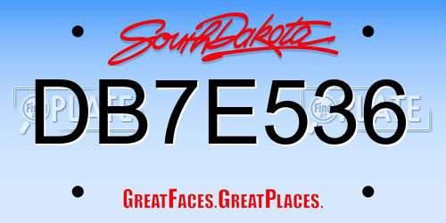 DB7E536 South Dakota License Plate