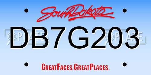 DB7G203 South Dakota License Plate