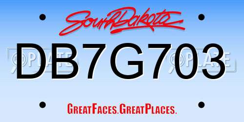 DB7G703 South Dakota License Plate