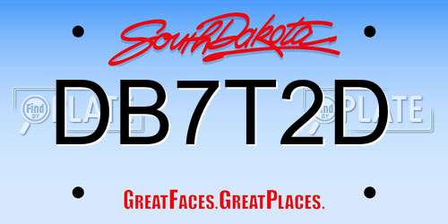DB7T2D South Dakota License Plate