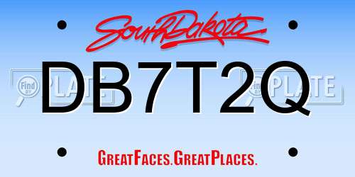 DB7T2Q South Dakota License Plate