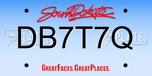 DB7T7Q South Dakota License Plate