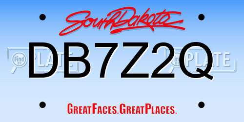 DB7Z2Q South Dakota License Plate