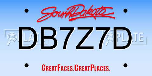 DB7Z7D South Dakota License Plate