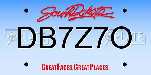 DB7Z7O South Dakota License Plate