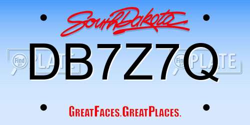 DB7Z7Q South Dakota License Plate