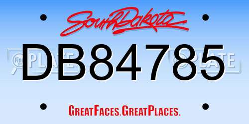 DB84785 South Dakota License Plate