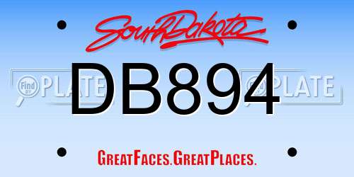 DB894 South Dakota License Plate