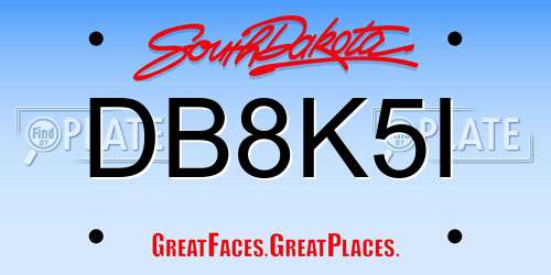 DB8K5I South Dakota License Plate