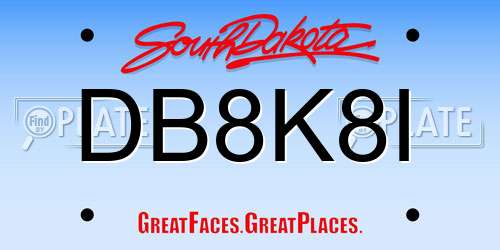DB8K8I South Dakota License Plate