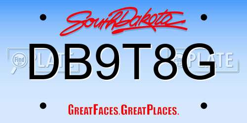 DB9T8G South Dakota License Plate