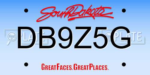DB9Z5G South Dakota License Plate