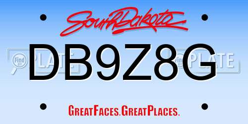 DB9Z8G South Dakota License Plate