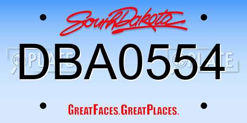 DBA0554 South Dakota License Plate
