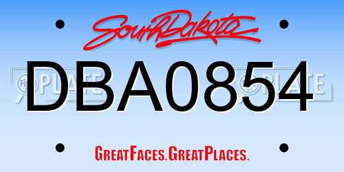 DBA0854 South Dakota License Plate