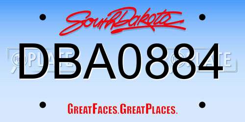 DBA0884 South Dakota License Plate