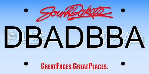 DBADBBA South Dakota License Plate
