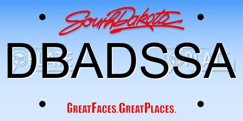 DBADSSA South Dakota License Plate