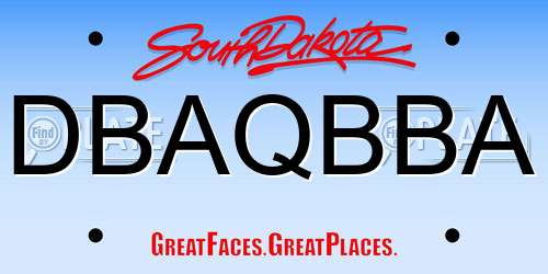 DBAQBBA South Dakota License Plate