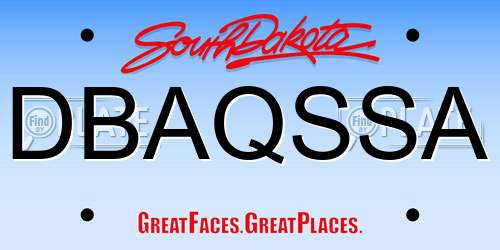 DBAQSSA South Dakota License Plate