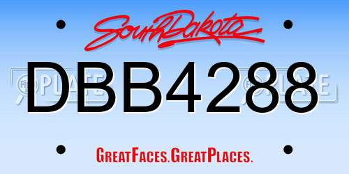 DBB4288 South Dakota License Plate