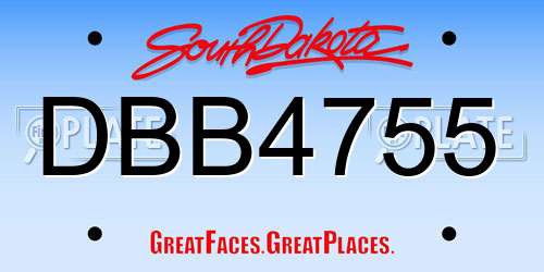 DBB4755 South Dakota License Plate