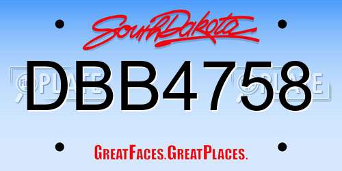 DBB4758 South Dakota License Plate