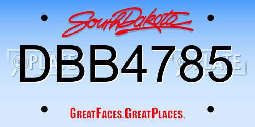 DBB4785 South Dakota License Plate