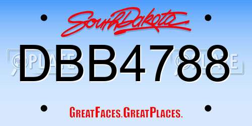 DBB4788 South Dakota License Plate