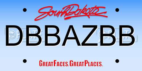 DBBAZBB South Dakota License Plate