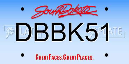 DBBK51 South Dakota License Plate