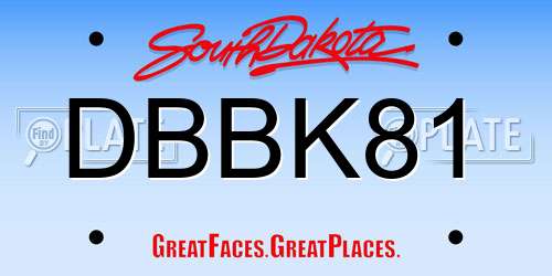 DBBK81 South Dakota License Plate